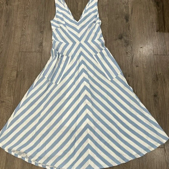 BNWOT Kate Spade Blue and White Striped Sleeveless Dress Size 4 - Picture 4 of 6